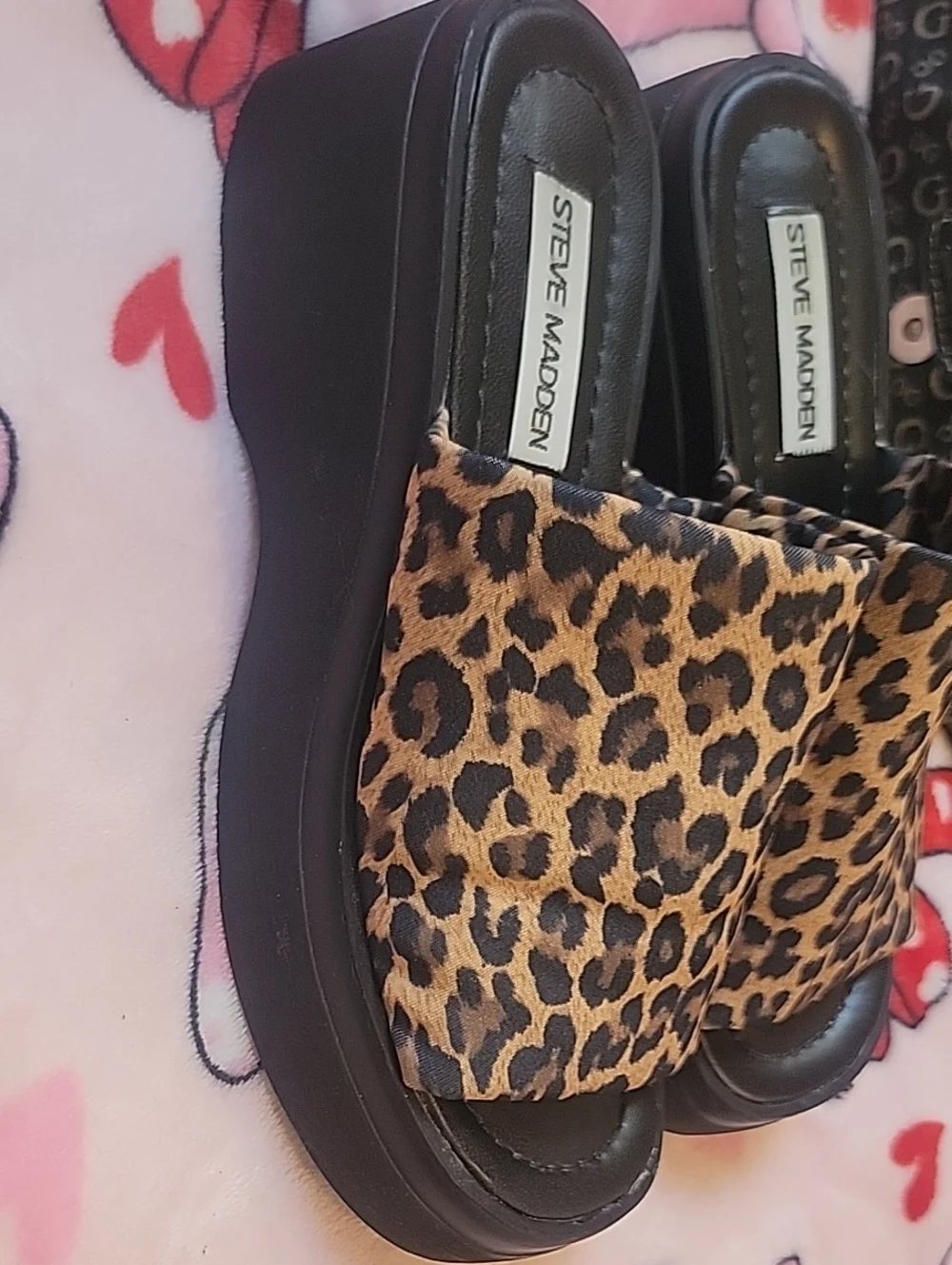 Y2k VTG Early 2000s Steve Madden Leopard Platform Slides Slip On Size 6